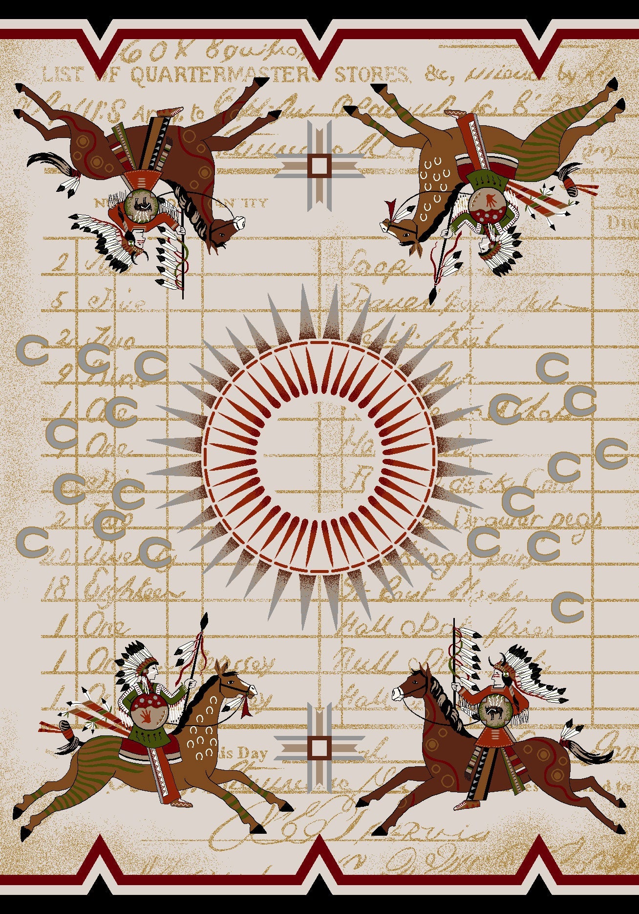 “Battle Records – Multi” Southwestern Area Rugs – Choose from 6 Sizes!
