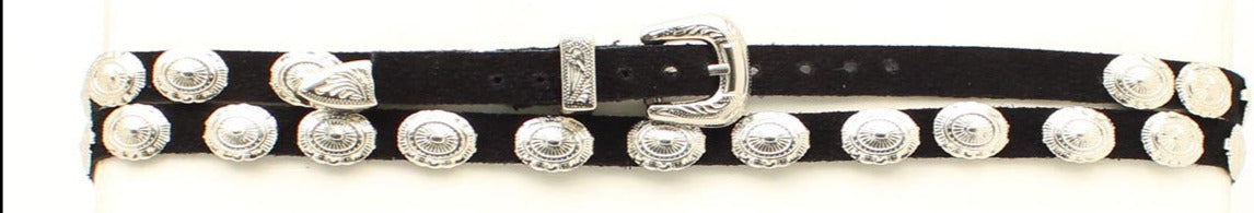 Black Suede Leather Hat Band with Conchos