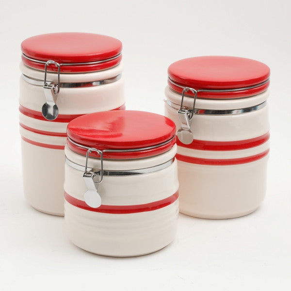 Hollydale 3-Piece Canister Set Red & Linen