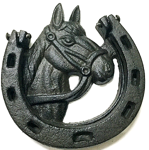 Cast Iron Horseshoe & Horse Head Door Knocker