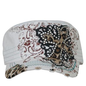 Cadet Cross Cap – White, Black & Leopard