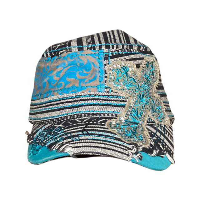 Cross Cap – Turquoise & Black