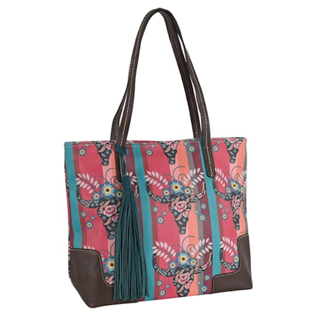Coral & Turquoise Steer Head Print Tote (Fits 13″ Laptops)