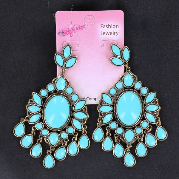 Western Turquoise Drop Chandelier Earrings