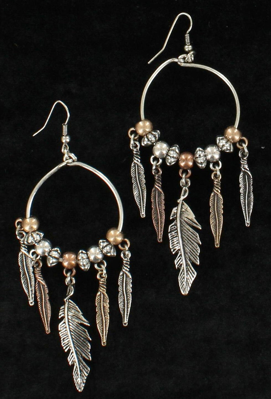 Feather Drop Western Earrings