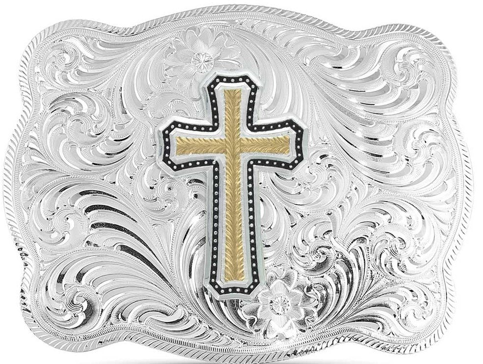 Simple Scalloped Silver Golden Faith Buckle – Made in the USA