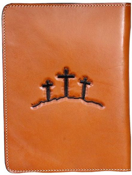Praying Cowboy Natural Tooled Leather Bible Cover
