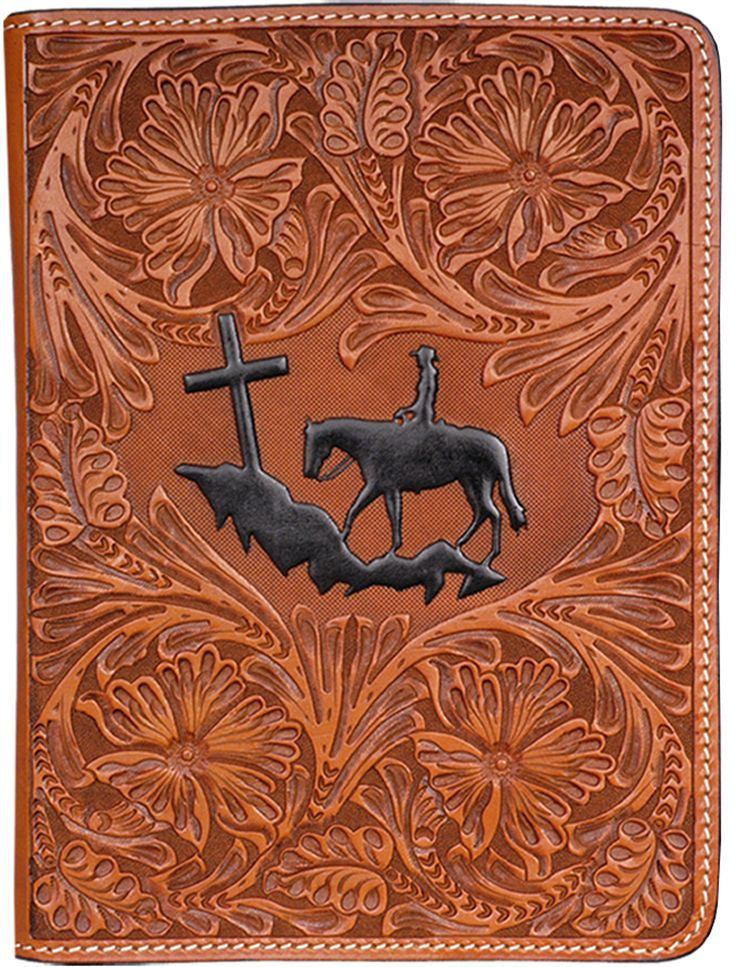 Praying Cowboy Natural Tooled Leather Bible Cover