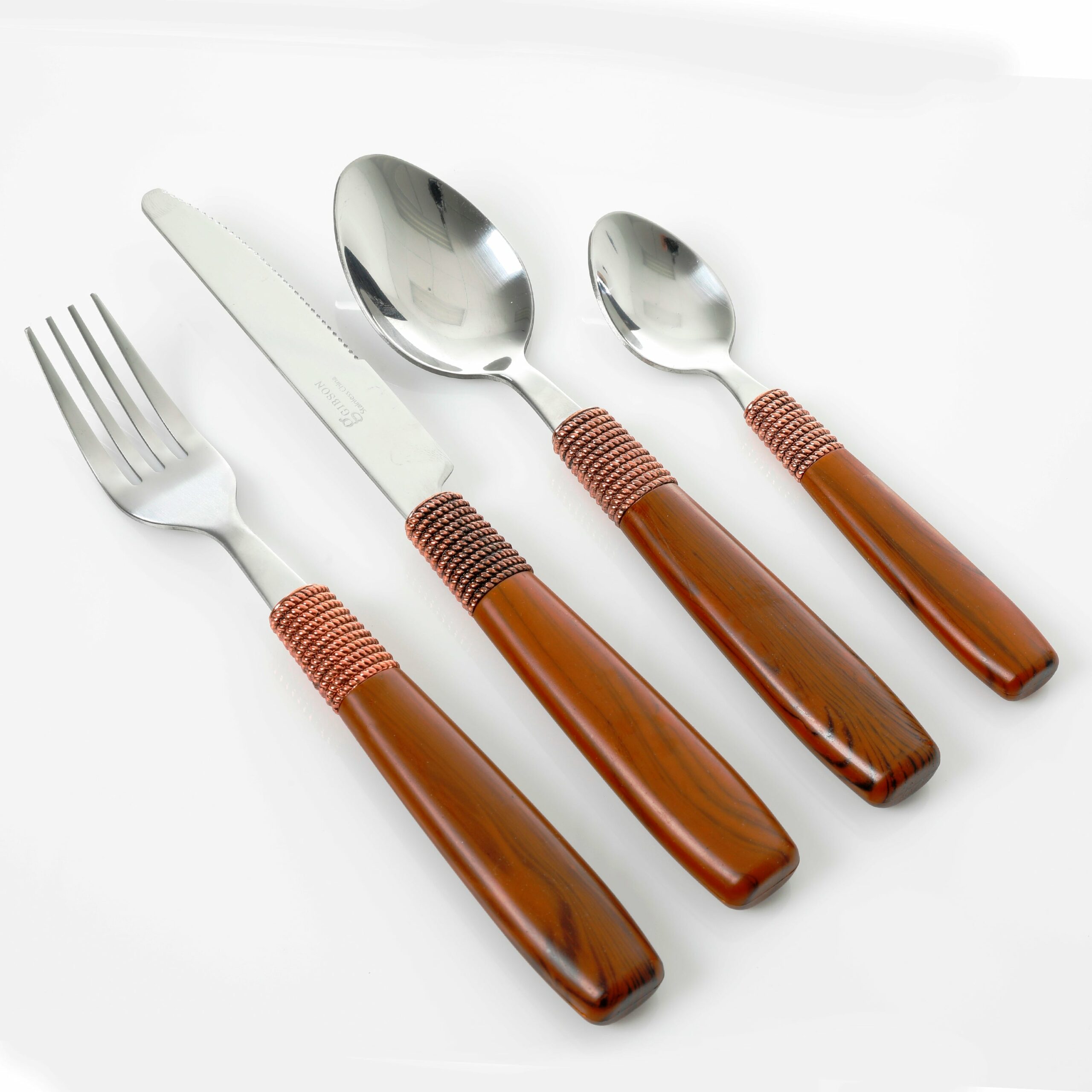 Wood Scroll 16-Pc Flatware Set