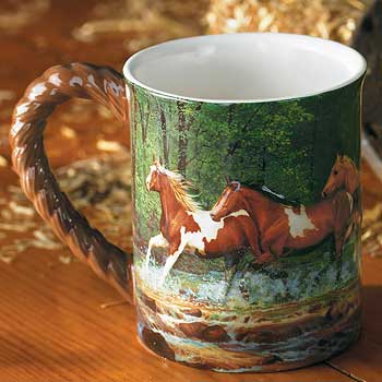 Spring Creek Run – Horses Sculpted Coffee Mug (16 oz)