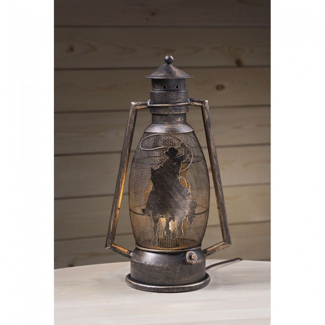 Western Cutout Metal 15″ Lantern Lamp