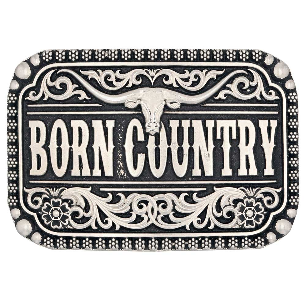 “Born Country” Longhorn Belt Buckle