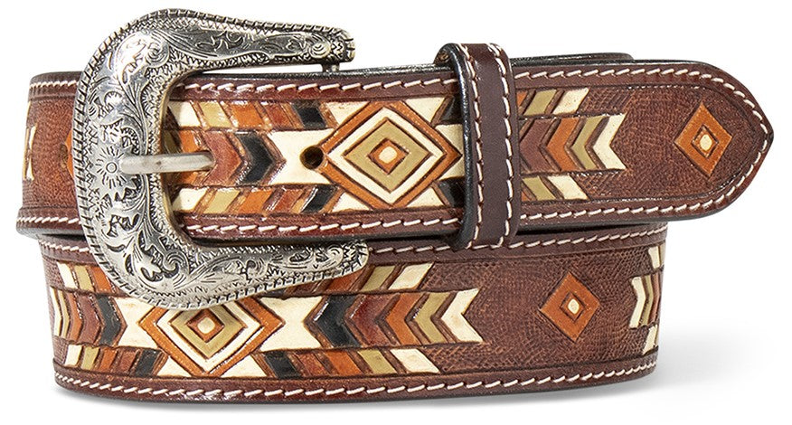 Ladies’ Southwestern Multi-Colored Hand Tooled Western Belt