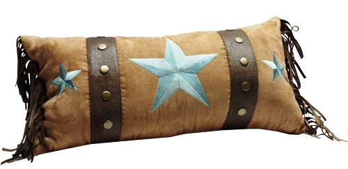 “Triple Star-Turquoise” Western Oblong Accent Pillow