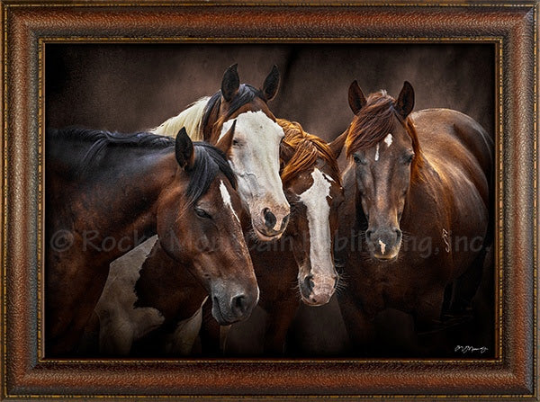 “Board Meeting” Western Canvas Textured Framed Print