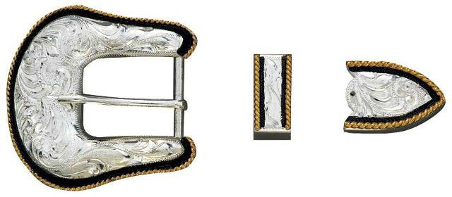3-pc. Silver Buckle Set – 1″ Wide