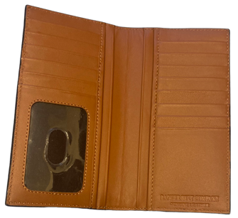 Western Ostrich and Tan Tooled Leather Rodeo Wallet