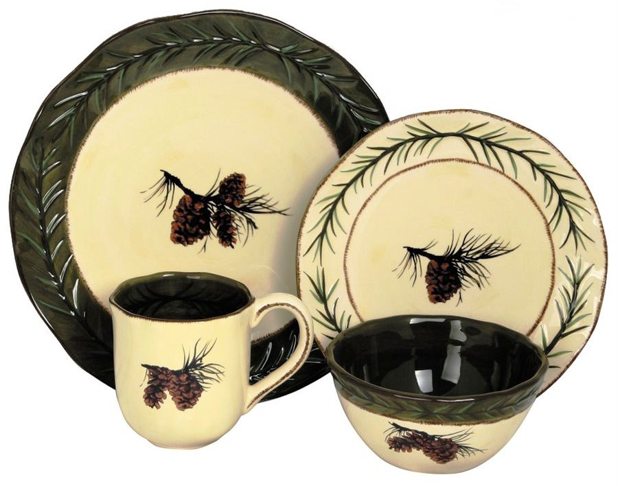 Pine Cone 16-Piece Dinnerware Set