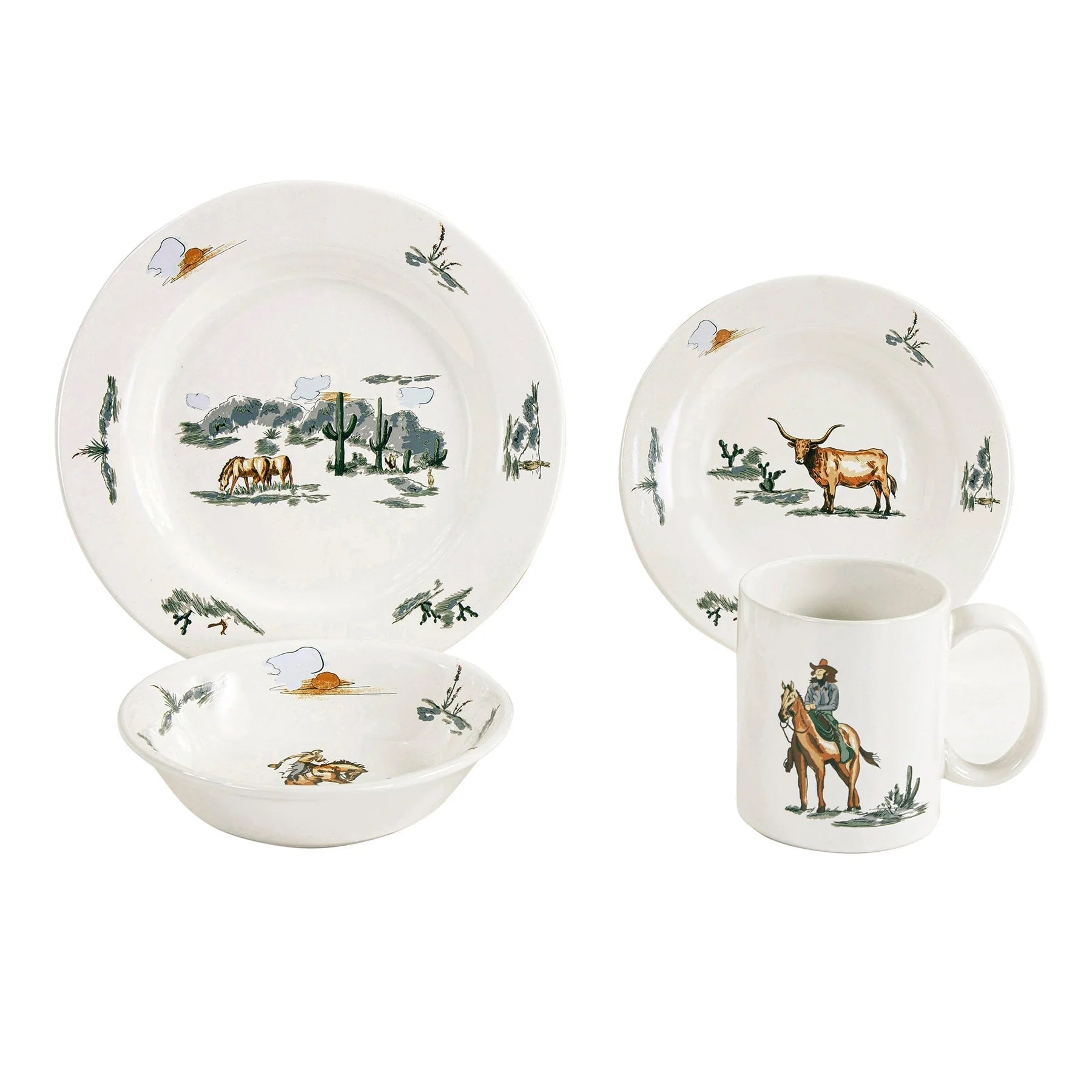 “Ranch Life” 16-Piece Ceramic Dinnerware Set