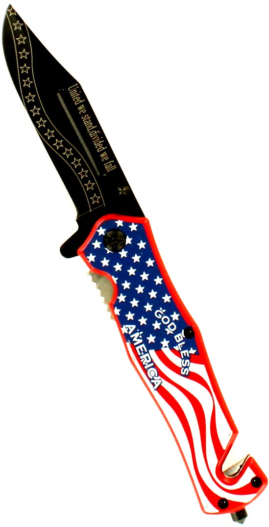 “God Bless America” Tactical Rescue Spring Assist Folding Knife