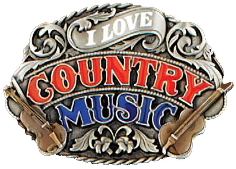 I Love Country Music Belt Buckle Enamel – Made in USA