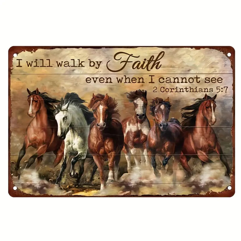 “I Will Walk By Faith” Tin Sign