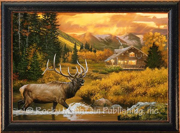 “Golden Hour” Elk Framed Canvas Print