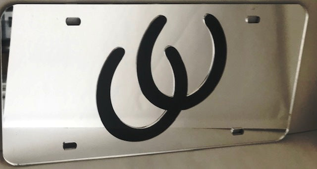 “Horseshoes” Mirrored License Plate – Light