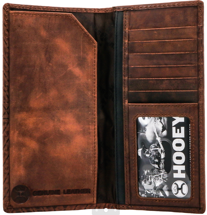 “Austin” Brown Aztec Embossed Rodeo Wallet with Hooey Logo Rivet