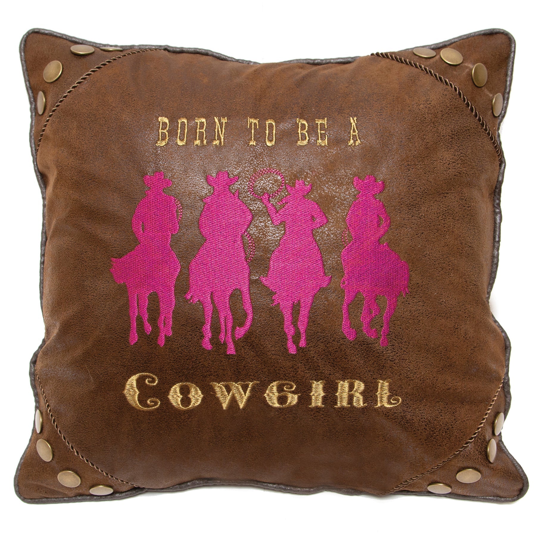 Born to Be a Cowgirl Western Throw Pillow 18″ x 18″