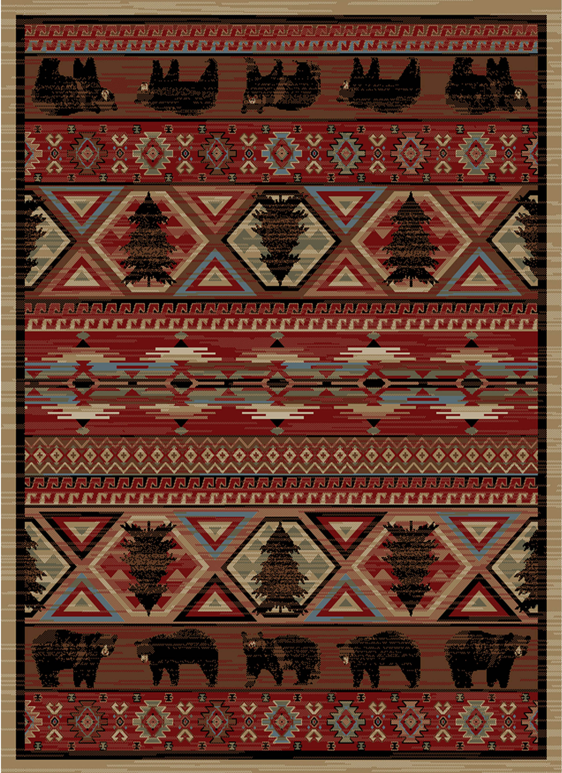 “Red PIne” Lodge Area Rug Collection – Available in 4 Sizes!