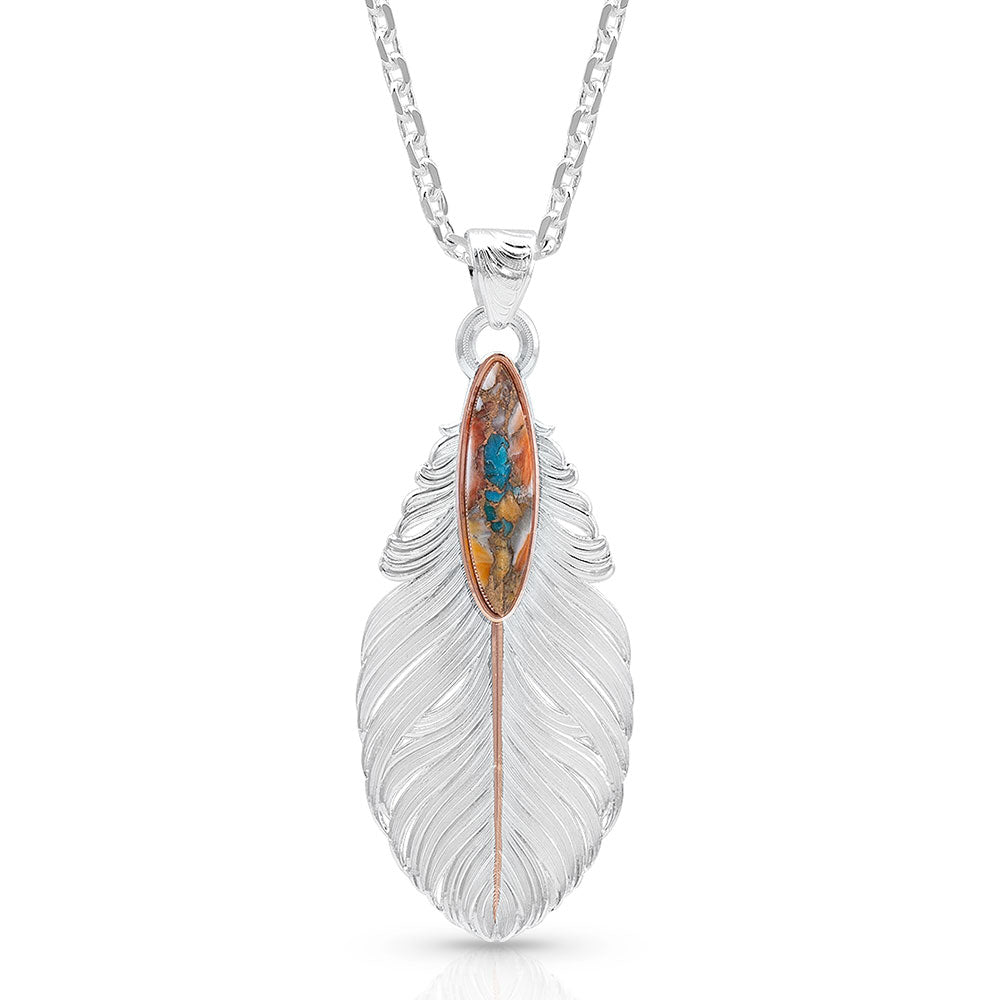 “Mountain Glacier” Ruffled Feather Turquoise Necklace – Made in the USA