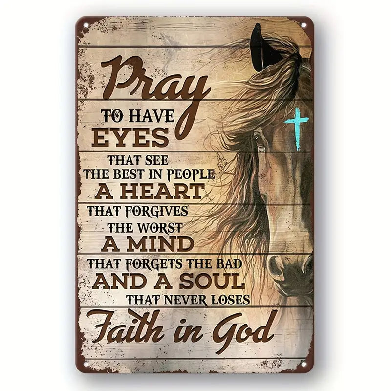 “Pray, Heart, Mind, Soul, Faith” Tin Sign