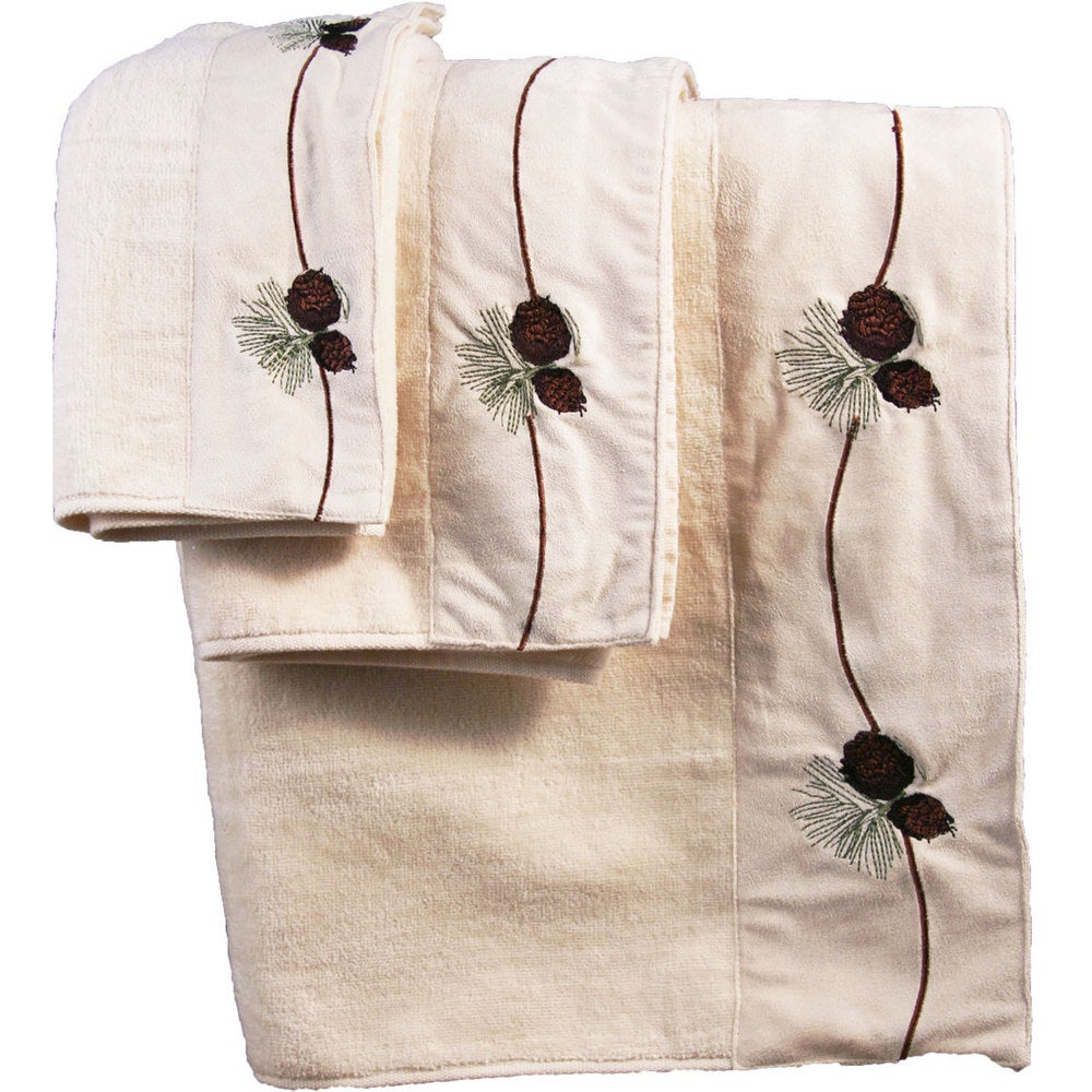 Pine Cone 3-Piece Bath Towel Set – Creme