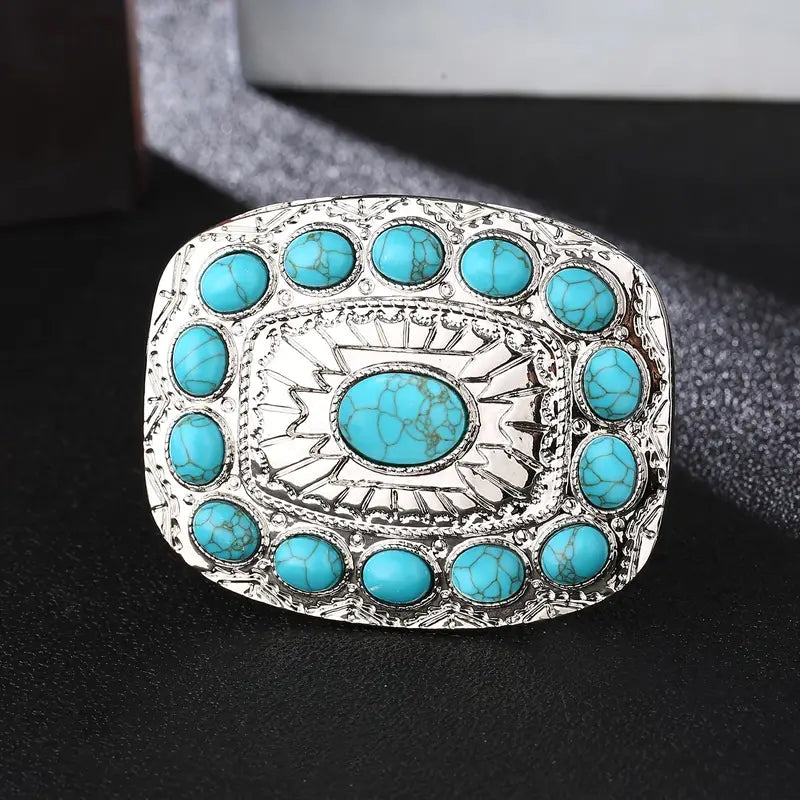 Ladies’ Antique Silver and Turquoise Belt Buckle