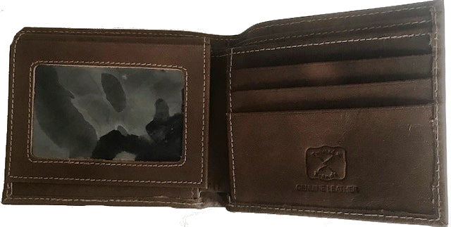 Twisted-X Brown Distressed Bi-Fold Wallet with Red Embroidered Logo