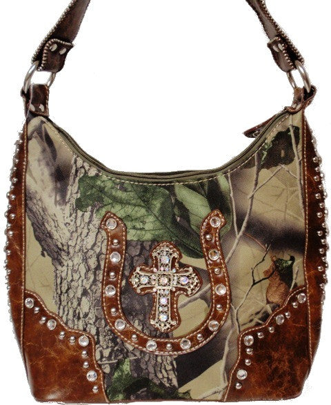 Western Camo Purse with Horseshoe and Cross