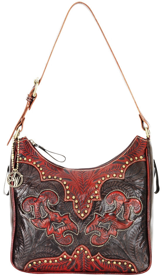 “Annie’s Secret – Crimson & Chocolate” Western Leather Shoulder Bag by American West