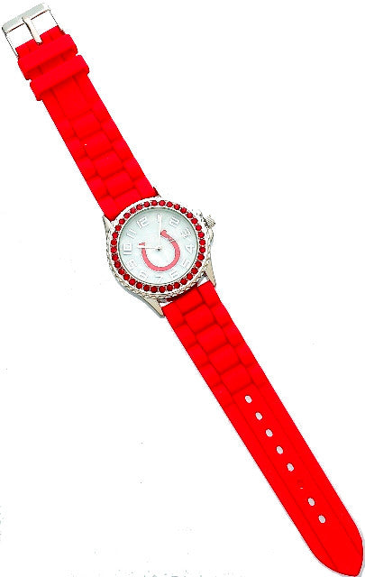 Western Rhinestone Horseshoe Watch – Red