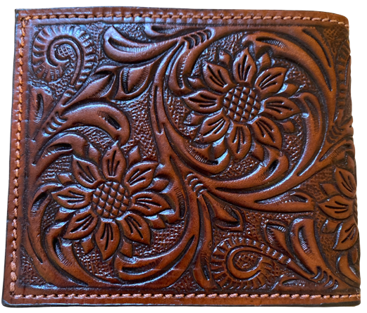 Twisted X Brown Basketweave & Tooled Leather Bi-Fold Wallet with Rawhide Stitching