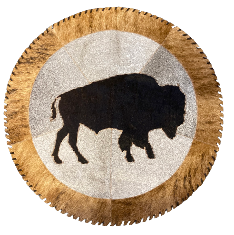 27″ Round Cowhide Buffalo Rug