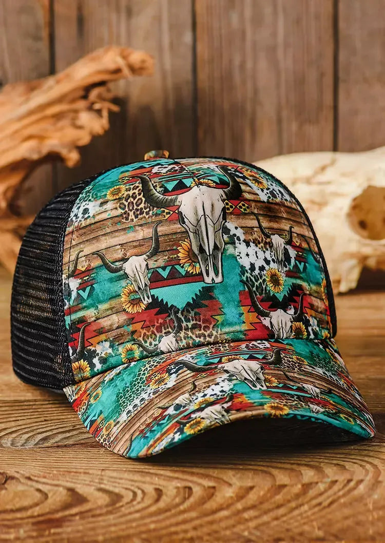 Steer Skull Colorful Cap