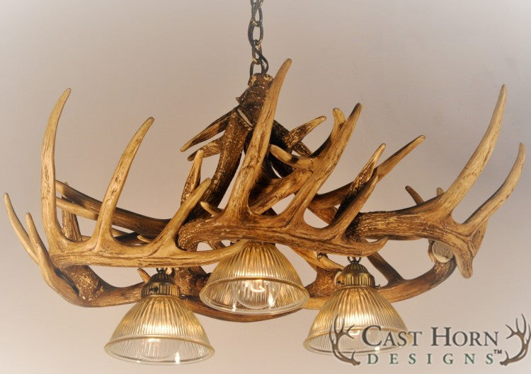 Whitetail Deer 10 Antler Chandelier with 3 Downlights