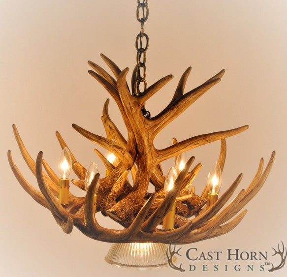 Whitetail Deer 9 Antler Cascade Chandelier with Downlight