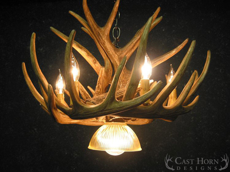 Whitetail Deer 9 Antler Cascade Chandelier with Downlight