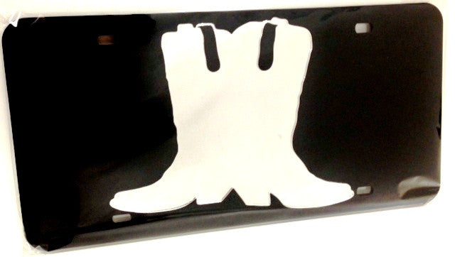 “Boots” Mirrored License Plate Dark