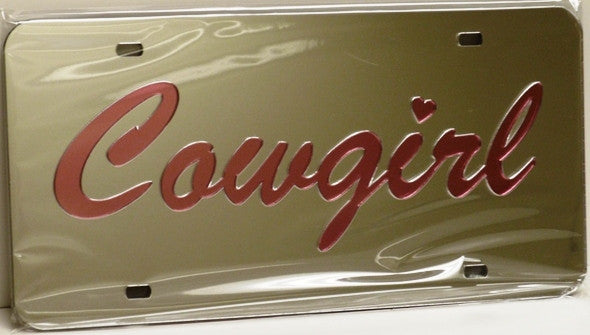 “Cowgirl Light” Mirrored License Plate