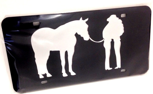 “Lovers” Western Mirrored License Plate Dark