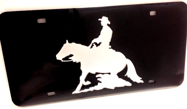 “Reiner” Western Mirrored License Plate Dark