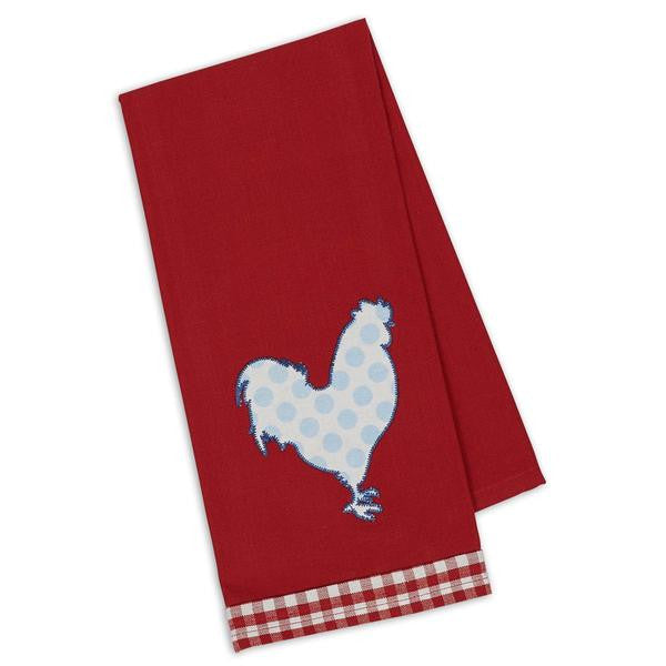 Dotted Rooster Embellished Dishtowel